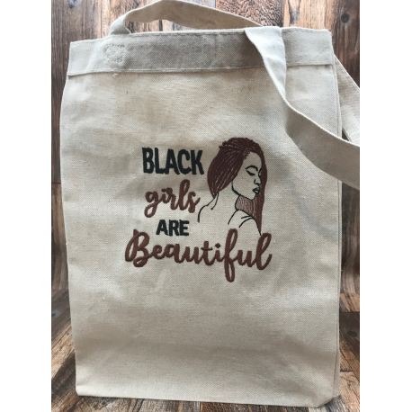 Black Girls Are Beautiful Embroidered Canvas Tote Bag Cute and Aesthetic Black Girls Are Beautiful Embroidered Canvas Tote Bag