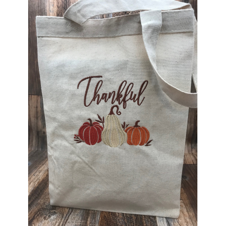 Thankful Embroidered Canvas Tote Bag Express Gratitude with Our Thankful Embroidered Natural Canvas Tote Bag