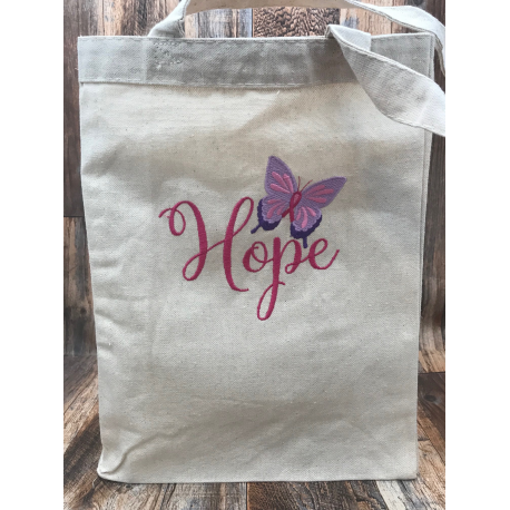Butterfly Hope Embroidered Canvas Tote Bag Cute Canvas Bag With Butterfly And Hope Embroidery