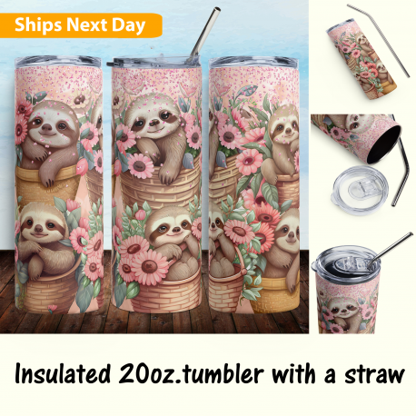 Cute Sloth Paradise Custom Tumbler Cup Unique Design for Sloth Lovers