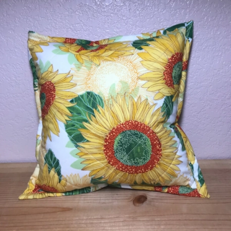 Handmade Quilted Sunflower Throw Pillow – 12” x 12” – Durable, 100% Cotton Décor