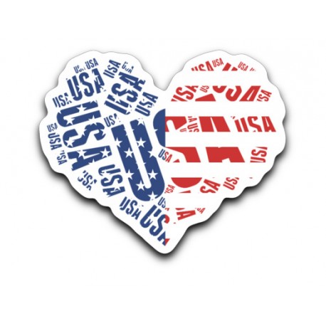 Heart Word Art USA Sticker