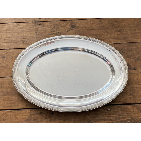 Christofle Rubans Large Oval Silver Plate Serving Dish