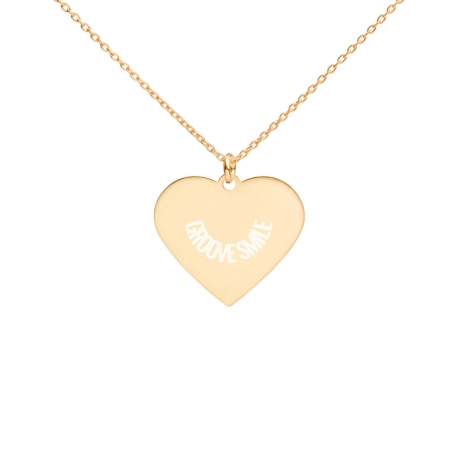Groove Smile Engraved Silver Heart Necklace