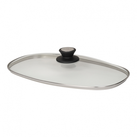 Safety Glass Lid with Stainless Steel Rim, OVAL 16