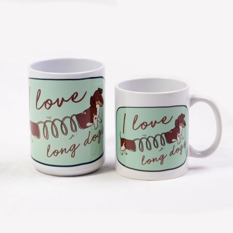 I Love Long Dogs (green) 11oz and 15oz Coffee Mug