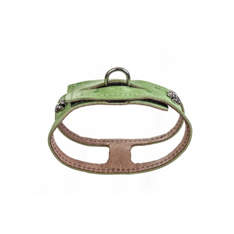 Lime Green Faux Ostrich - ChokeFree Leather Harness