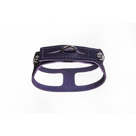 Purple ChokeFree Step-and-Wrap Leather Harness