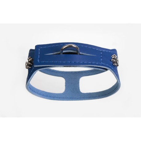 Blue ChokeFree Step-and-Wrap Leather Harness