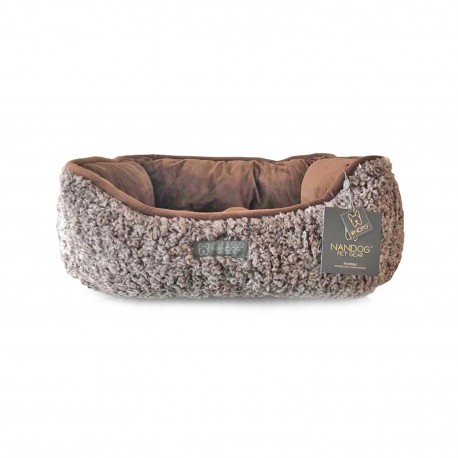 Shaggy Reversible Cuddler Bed - Brown