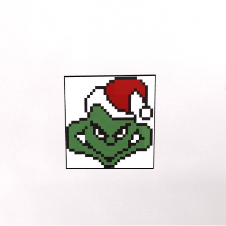 The Grinch (Face only) with Christmas Hat | FREE Pixel Art