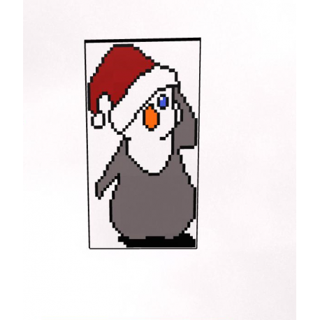 Penguin with Christmas Hat | FREE Pixel Art