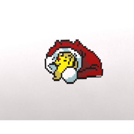 Pikachu with oversized Christmas Hat | FREE Pixel Art