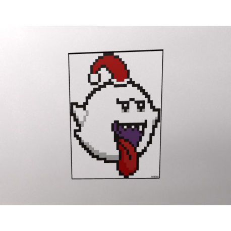 Ghost with Christmas Hat | FREE Pixel Art