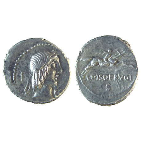 ROMAN REPUBLIC, 90 BC. L.CALPURNIUS, PISO FRUGI, TCRRS-3504