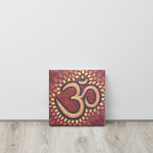 OM In Maroon And Gold - On Canvas