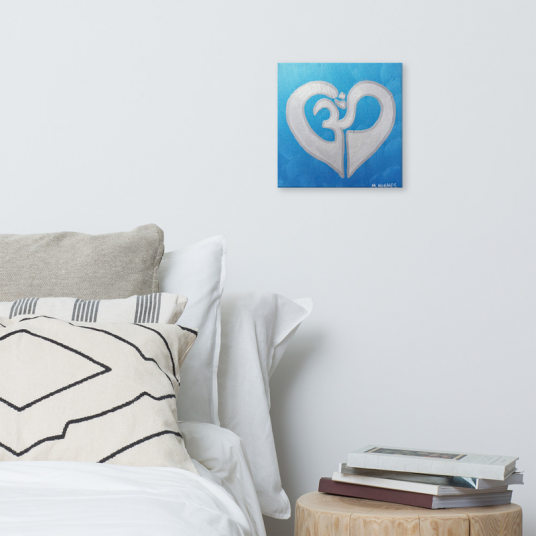 Heart OM In Blue And Silver - On Canvas