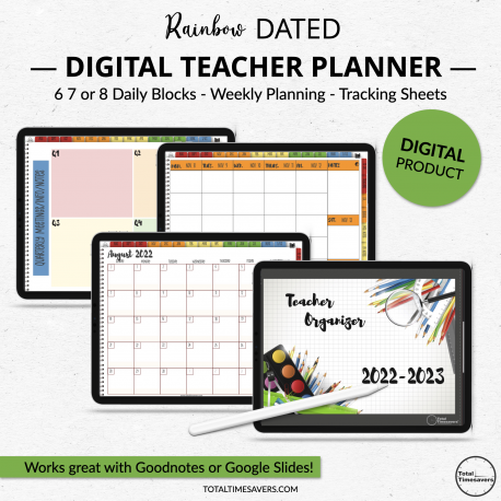 Rainbow Dated Digital Teacher Planner