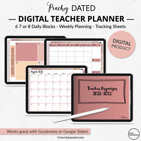 Peachy Dated Digital Teacher Planner