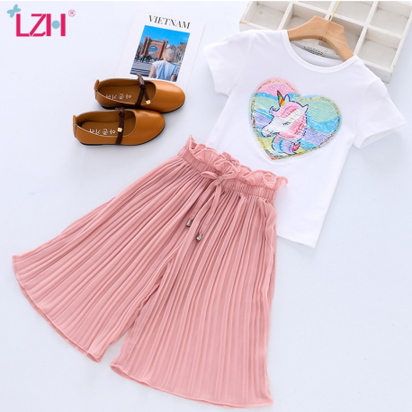 Clothing Sets Sequins Chiffon Pants Outfit Suit- 3t to 10t