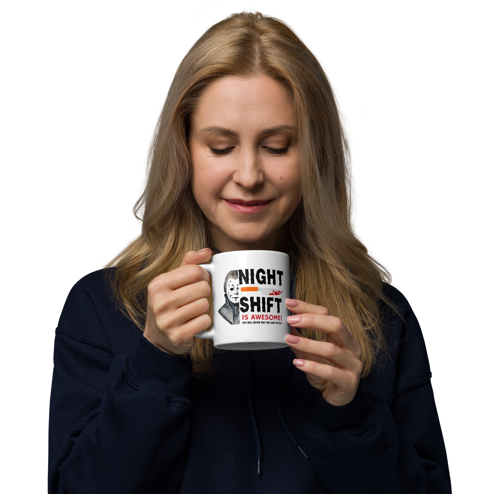 The Night Shift Is Awesome White Glossy Mug