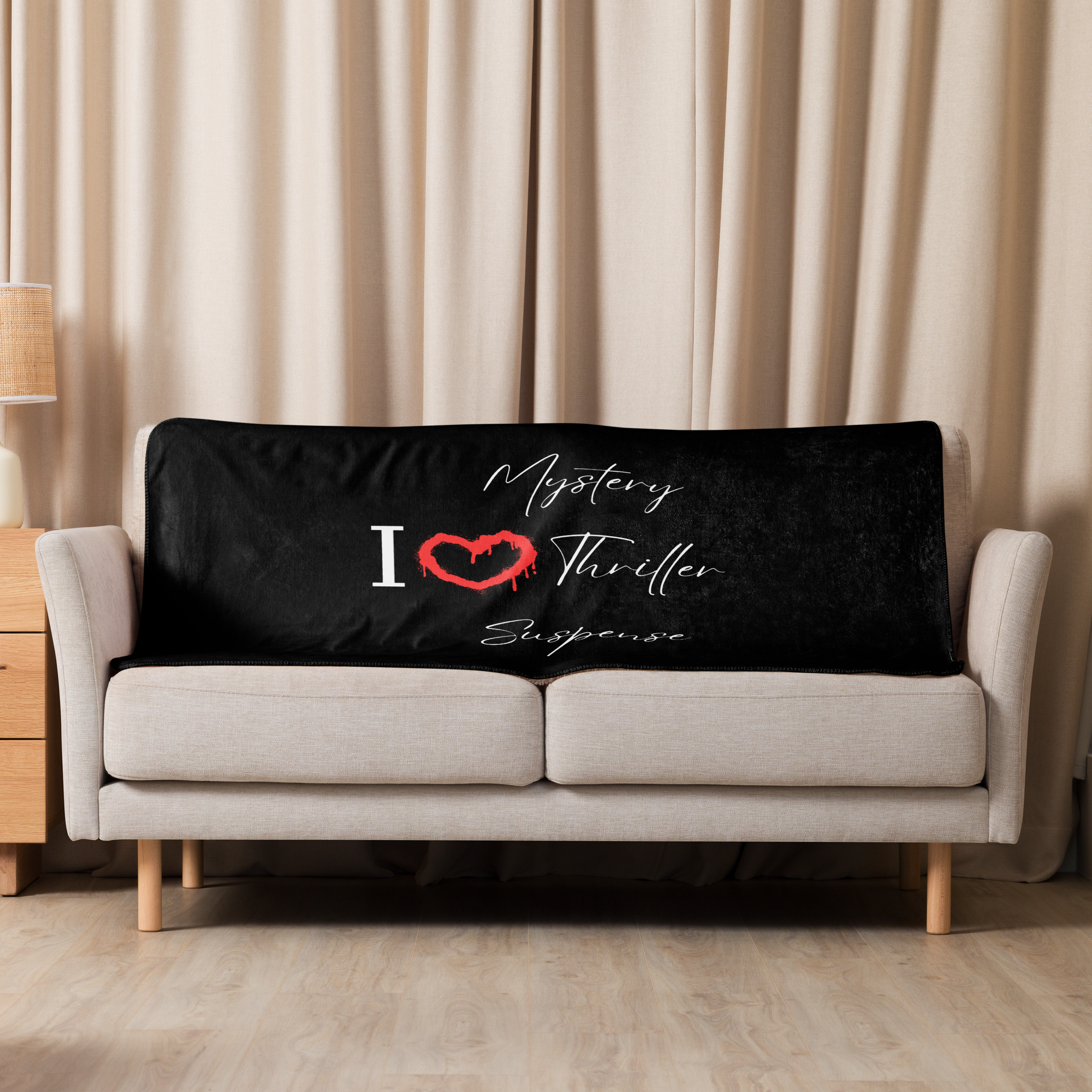 "Indulge in cozy comfort with our I Love Mystery Thriller Suspense Sublimated Sherpa Blanket. Perfect for fans of thrilling tales. Shop now!