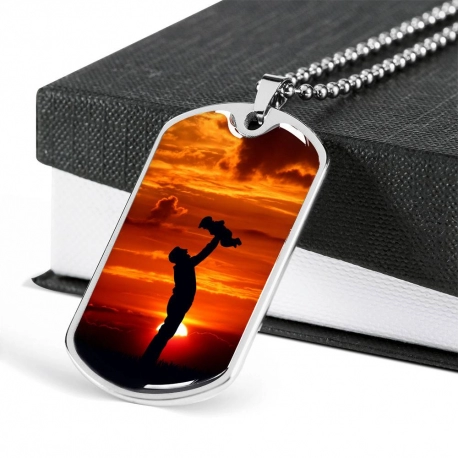 Dad and Kid  Dog Tag Necklace, Gift for Dad, Husband Necklace, Gift for Him, Dog Tag