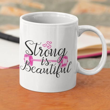 Strong is beautiful, orange mug, handmade mug, fitness mug, motivational mug, 11oz Coffee Mug, Mug