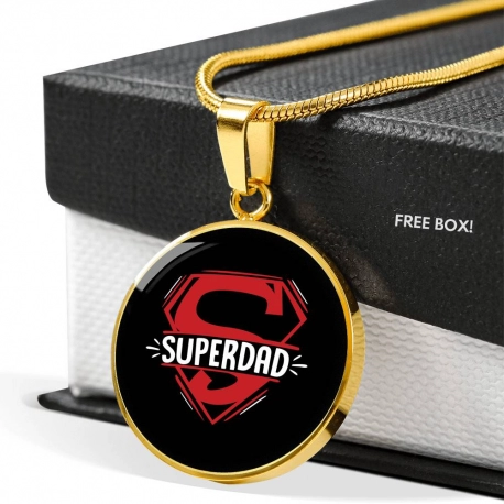 Super Dad Gold Round Pendant with Chain