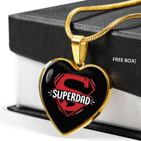 Super Dad Gold Heart Pendant with Chain