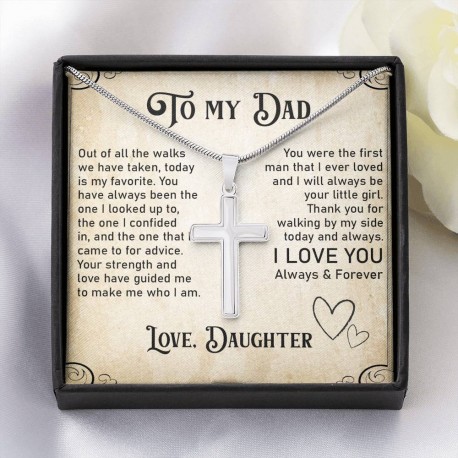 To My Dad White Gold Finish Cross With Message Card (Standard Box)