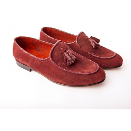Farida  Red Burgundy suede Loafer