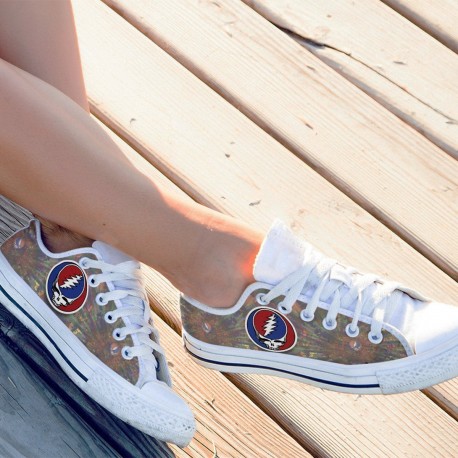 grateful dead skull ladies low cut sneakers