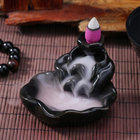 Ceramic Lotus Incense Cones Smog Backflow Incense burner Office Home Decor Ornament