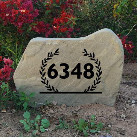 Arch Leaf Address Flag Stone Design