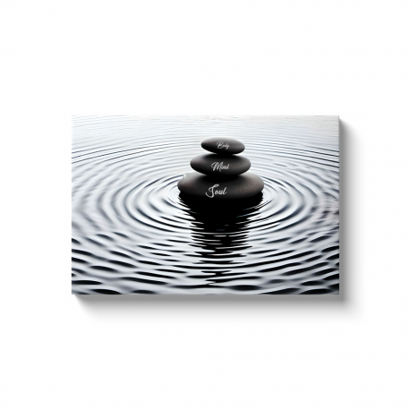 Soul Mind and Body Zen Stone Canvas Wrap 16x24