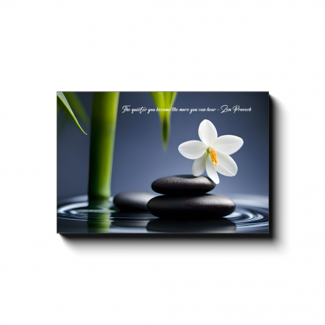 Zen Stone Bamboo and Flower Canvas Wrap 16x24