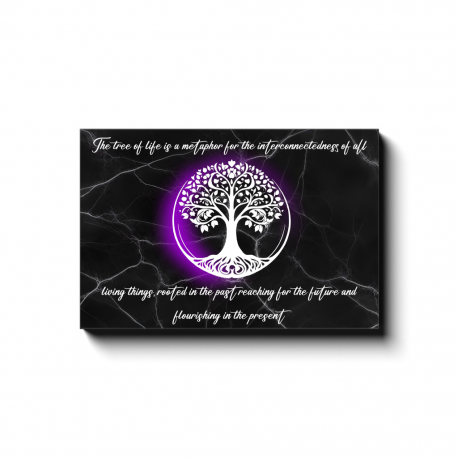 Tree of Life on Black Marble Canvas Wrap 16x24