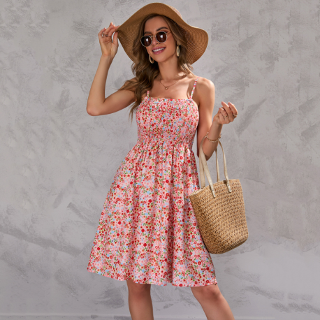 Floral Printing Spaghetti Strap Dress