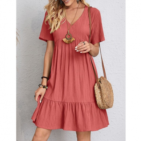 Ruffled Short Sleeve Dress