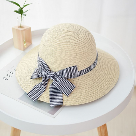Hot Summer Classic Bowknot Design Handmade Woven Straw Hat