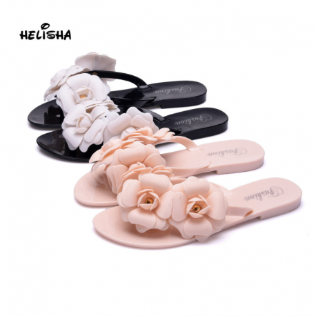 Fashion Round Toe Flat Camellia Slippers