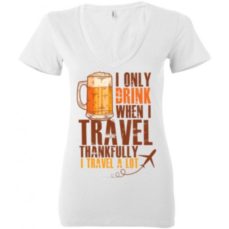 Drink & Travel Ladies Deep V-Neck