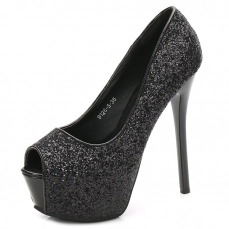 Party Turn-head Peep Toe Sequin Sexy Stilettos