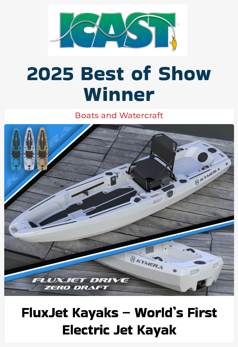 FluxJet Kayaks iCAST Best of Show 2025 - Wavez Water Sports