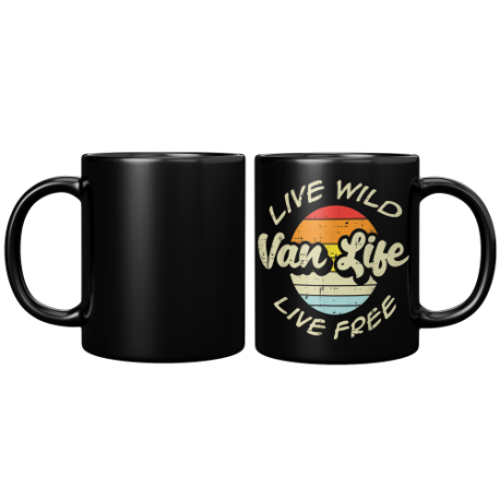 Van Life Retro 11oz Black Glossy Mug