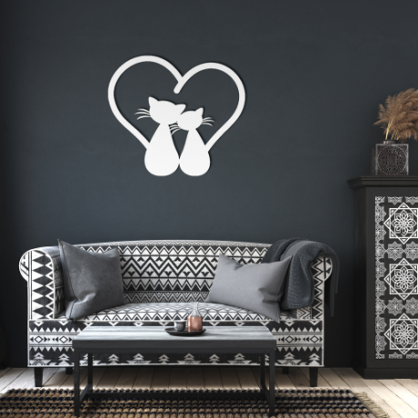 Lovebird Cats Die-Cut Metal Wall Art