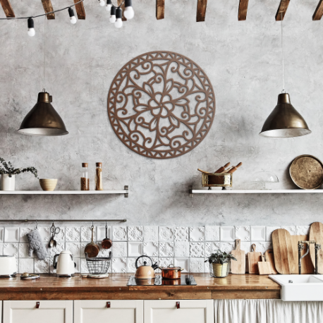Flower Circle Die-Cut Metal Wall Art