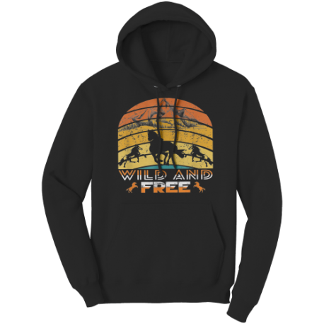 Horses-Run Wild & Free Retro Style Hoodie