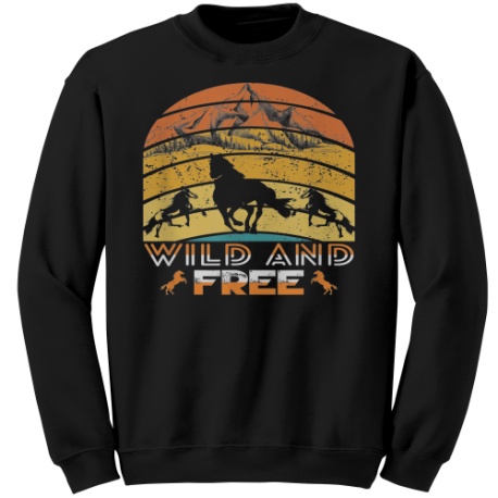 Horses-Run Wild & Free Retro Style Sweatshirt